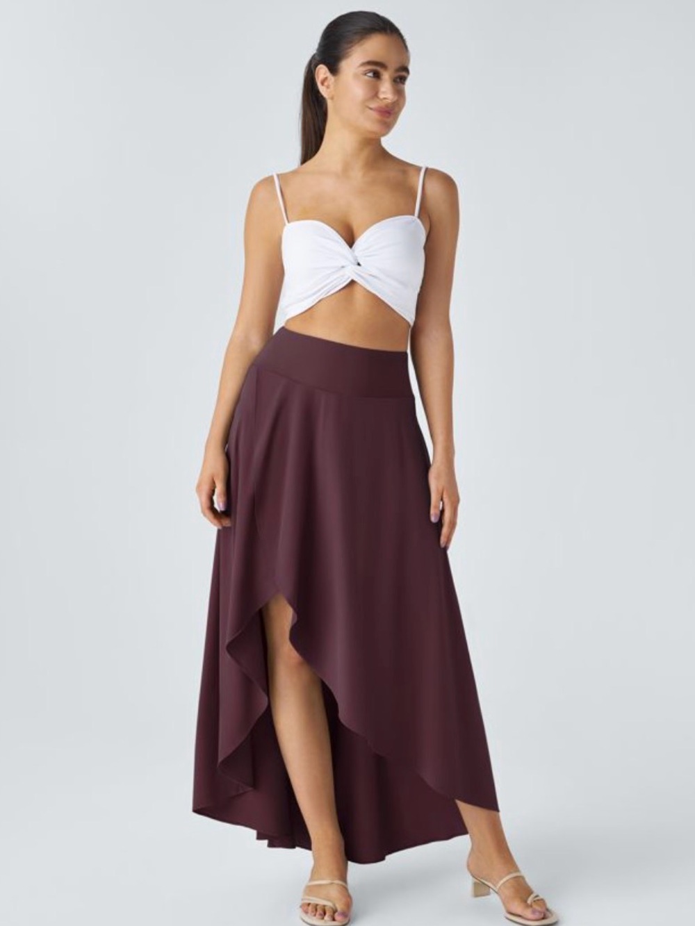 Breezeful High Waisted High Low Ruffle 2-in-1 Flowy Quick Dry Skirt